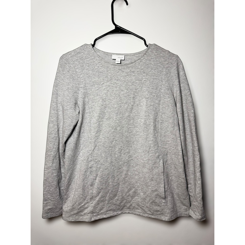pure jill Womens Gray Athletic Long Sleeve Crew Neck Tunic Sweatshirt Size‎ S